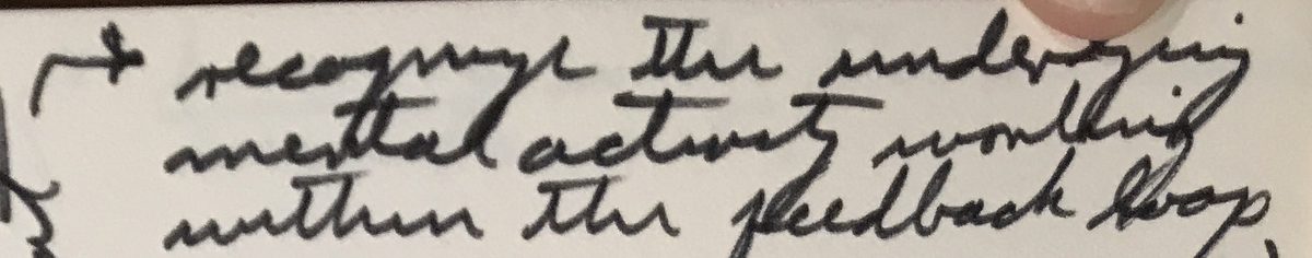 John Boyd's handwriting reading recognize the underlying mental activity working within the feedback loop, from his copy of Fred Hoyle's The New Face of Science