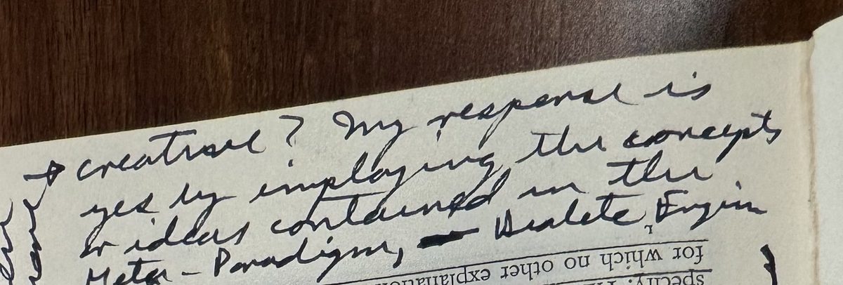 John Boyd's handwriting on the same page naming his idea the Meta-Paradigm and Dialectic Engine
